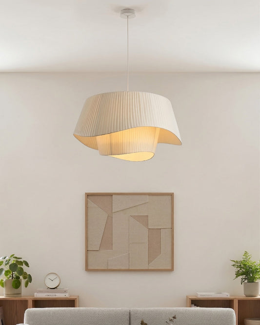 Suspension Tissu Plissé Ondulé – Forme Ruban