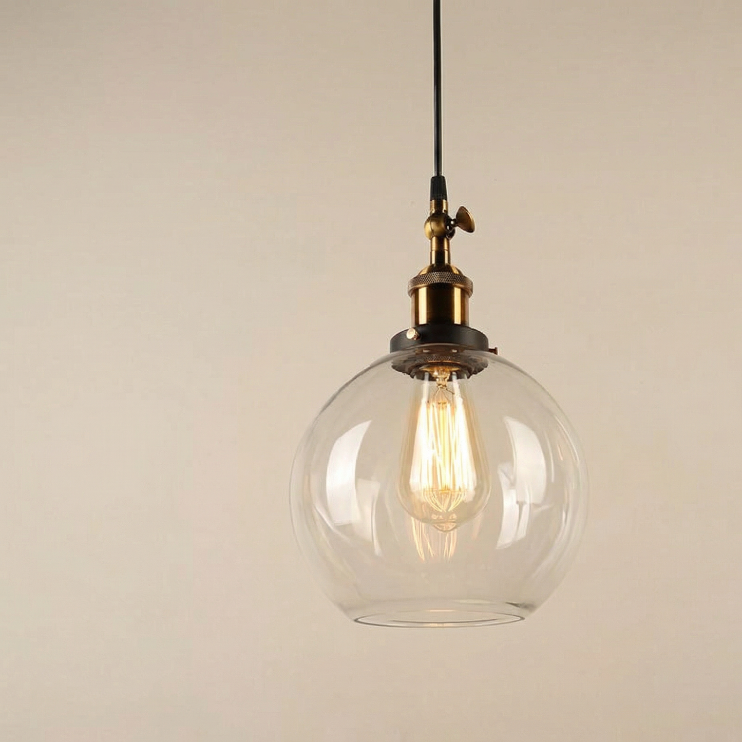 Suspension vintage en verre globe