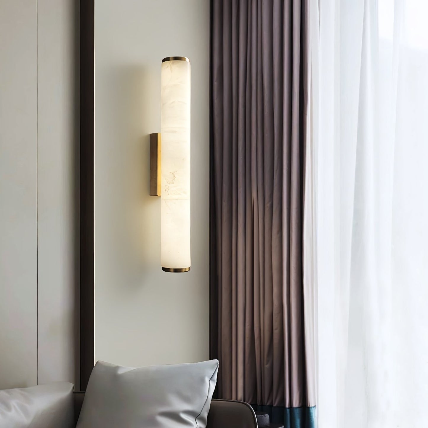 Applique Murale Lumière en Marbre Espagnol Cuivre Minimaliste Moderne