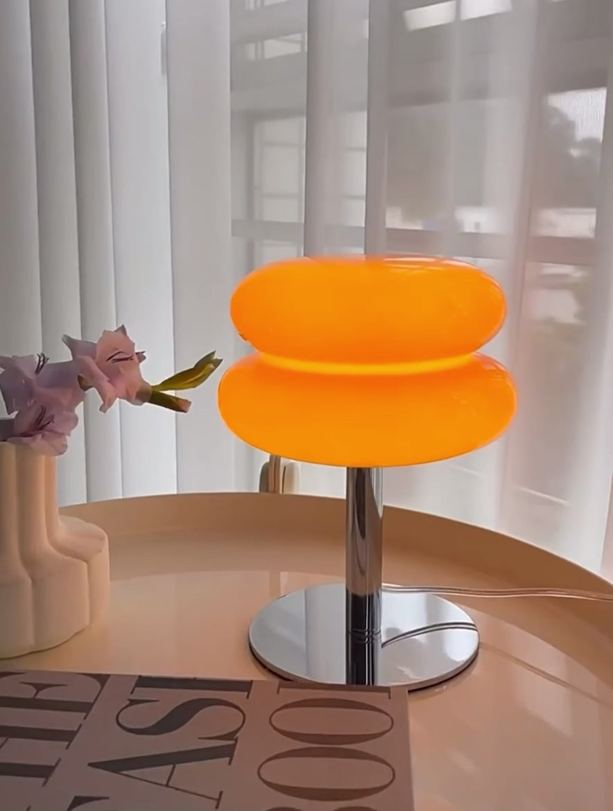 Lampe de Table Orange Laquée – Abat-jour Double
