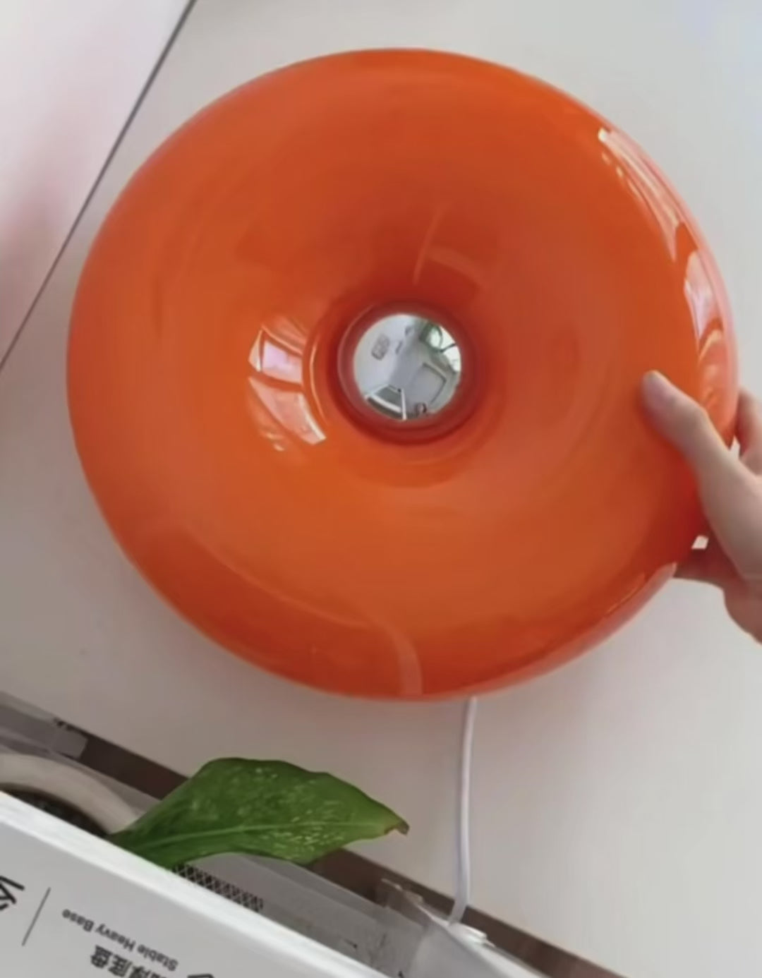 Lampe de Table Bauhaus en Verre Soufflé Orange