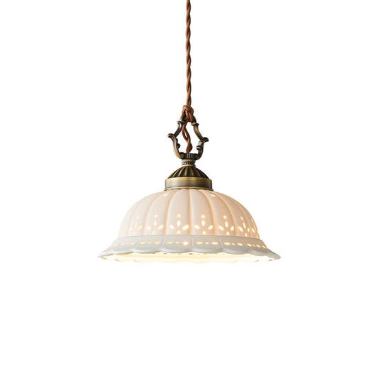 Suspension Anita en Porcelaine Perforée – Jeux de Lumière & Charme Nostalgique