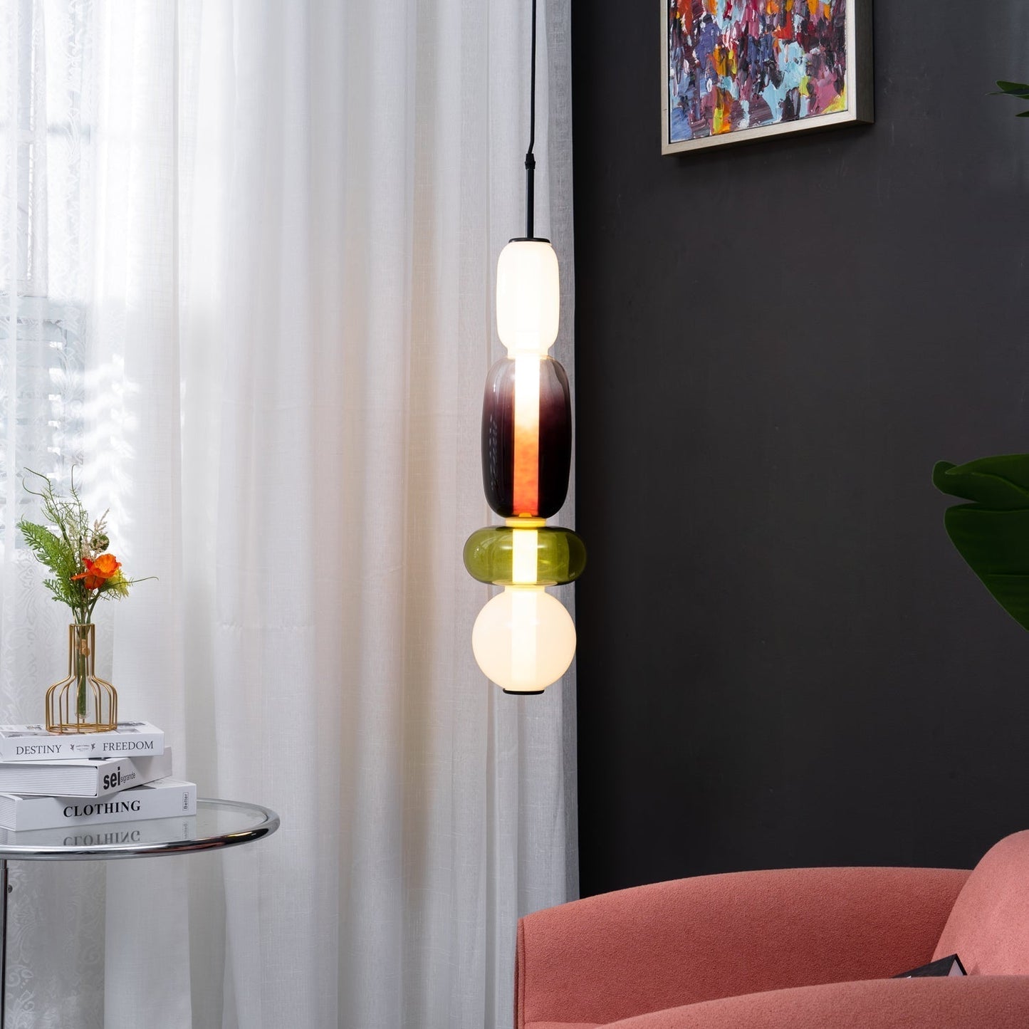 Lampe Pendante En Verre Confit