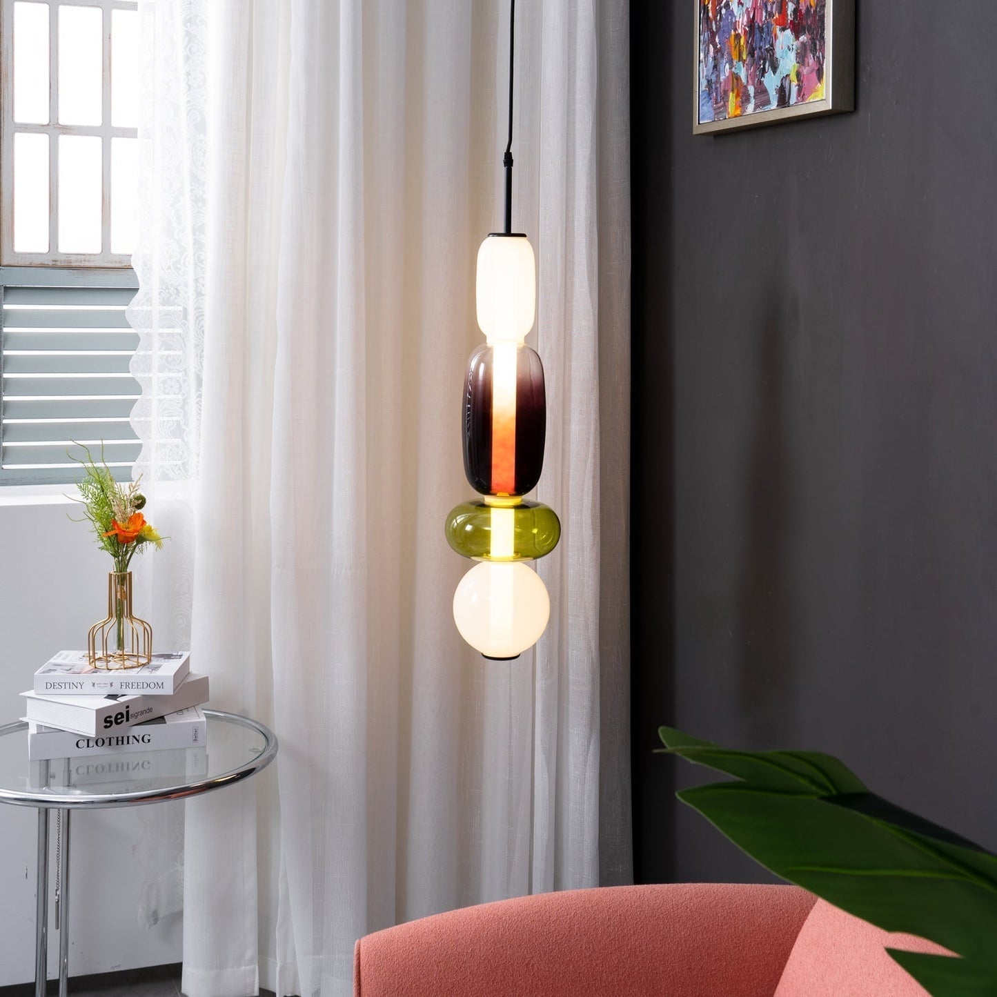 Lampe Pendante En Verre Confit