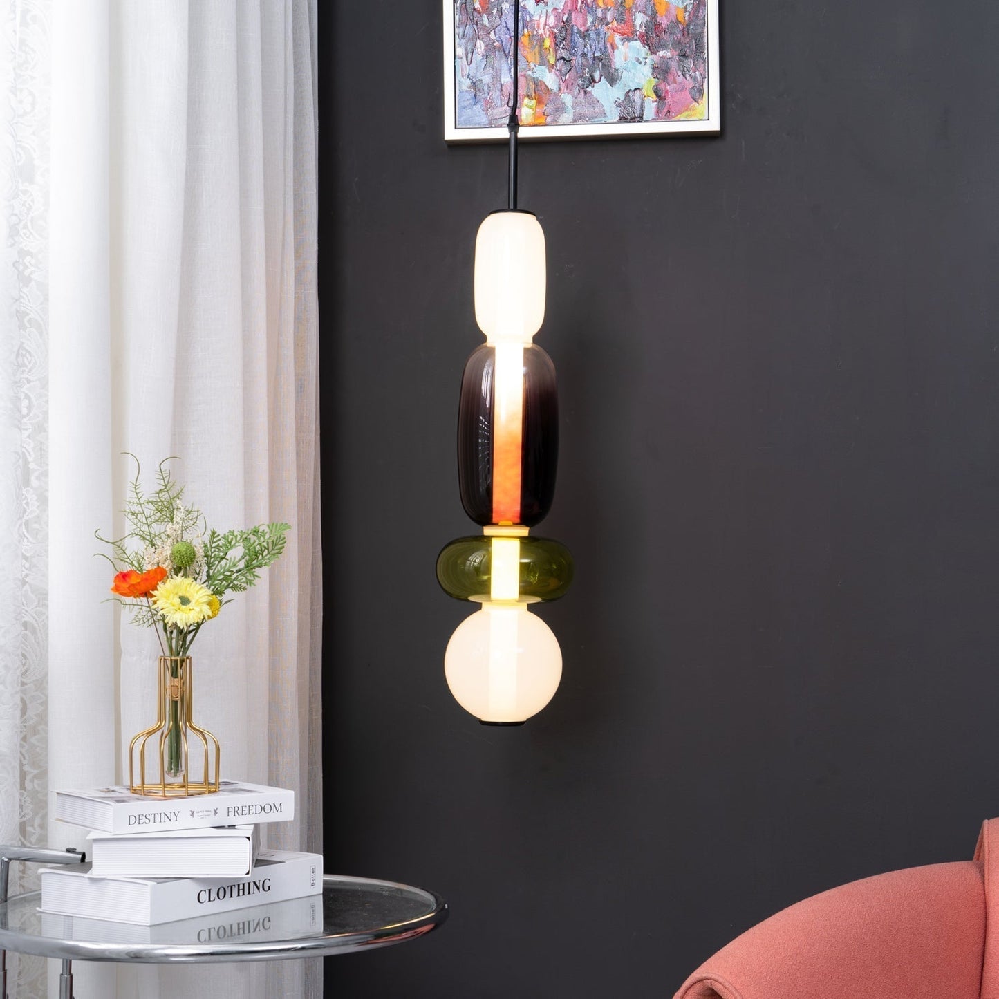 Lampe Pendante En Verre Confit