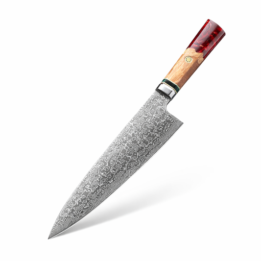 Zorbose Couteau de Chef Damas Rouge