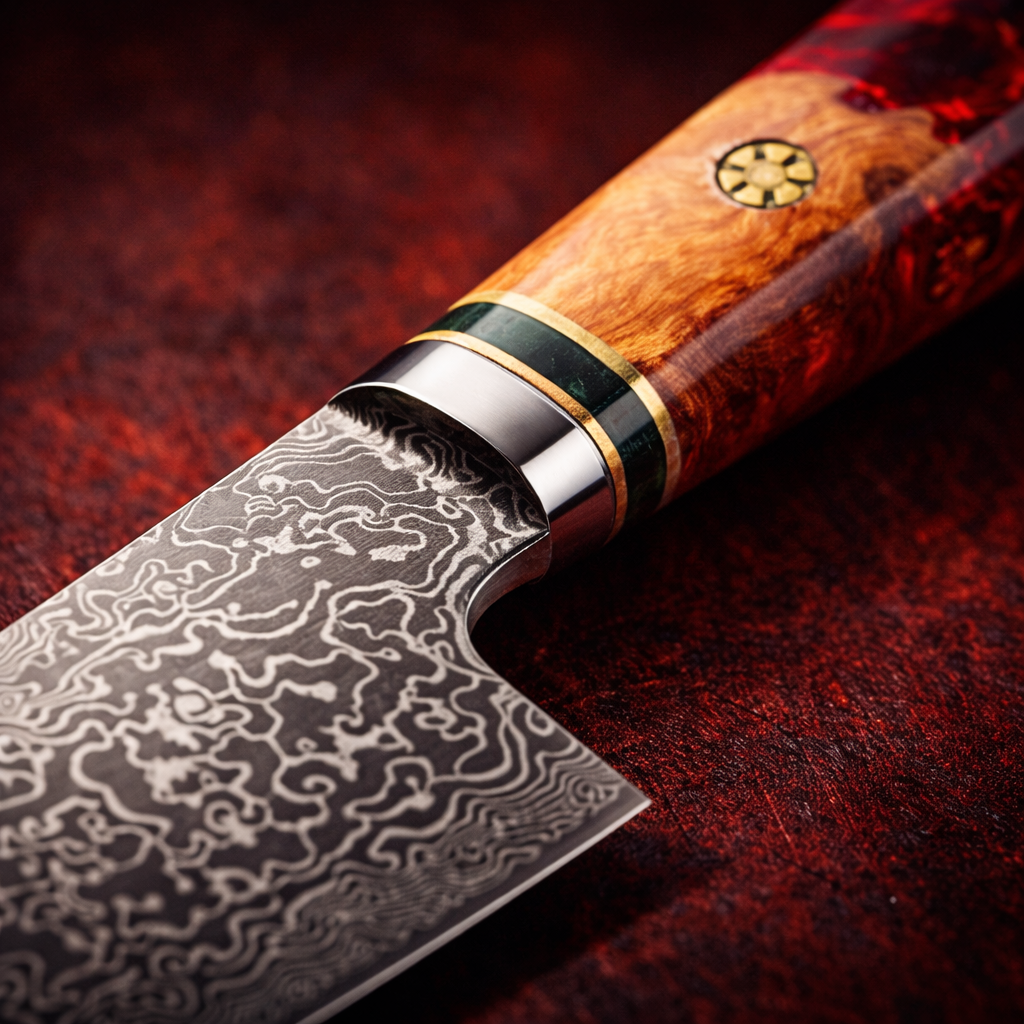 Zorbose Couteau de Chef Damas Rouge