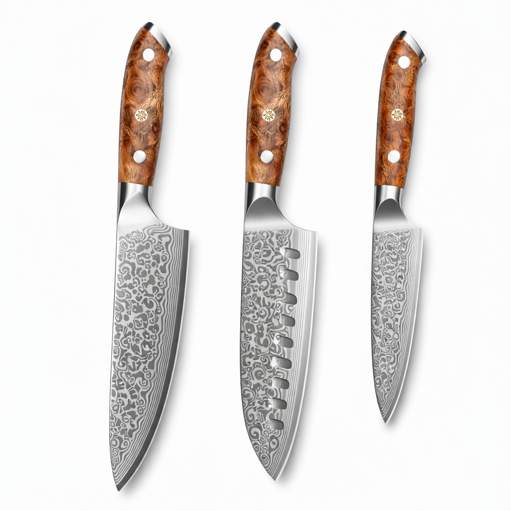 Zorbose Set 3 Couteaux Damas
