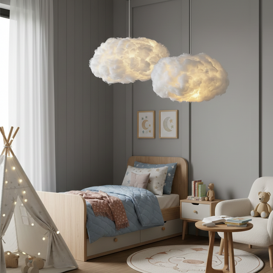 Suspension Nuageux en Coton – Poésie Céleste & Lumière Douce pour Votre Intérieur