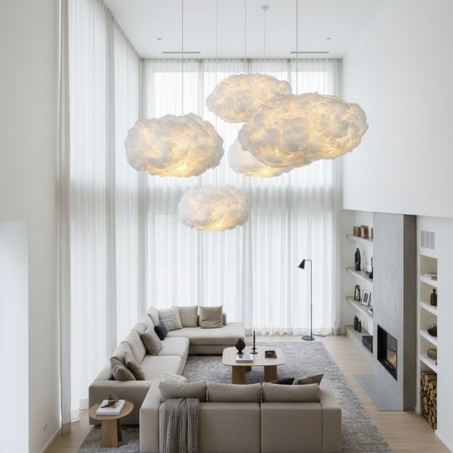 Suspension Nuageux en Coton – Poésie Céleste & Lumière Douce pour Votre Intérieur