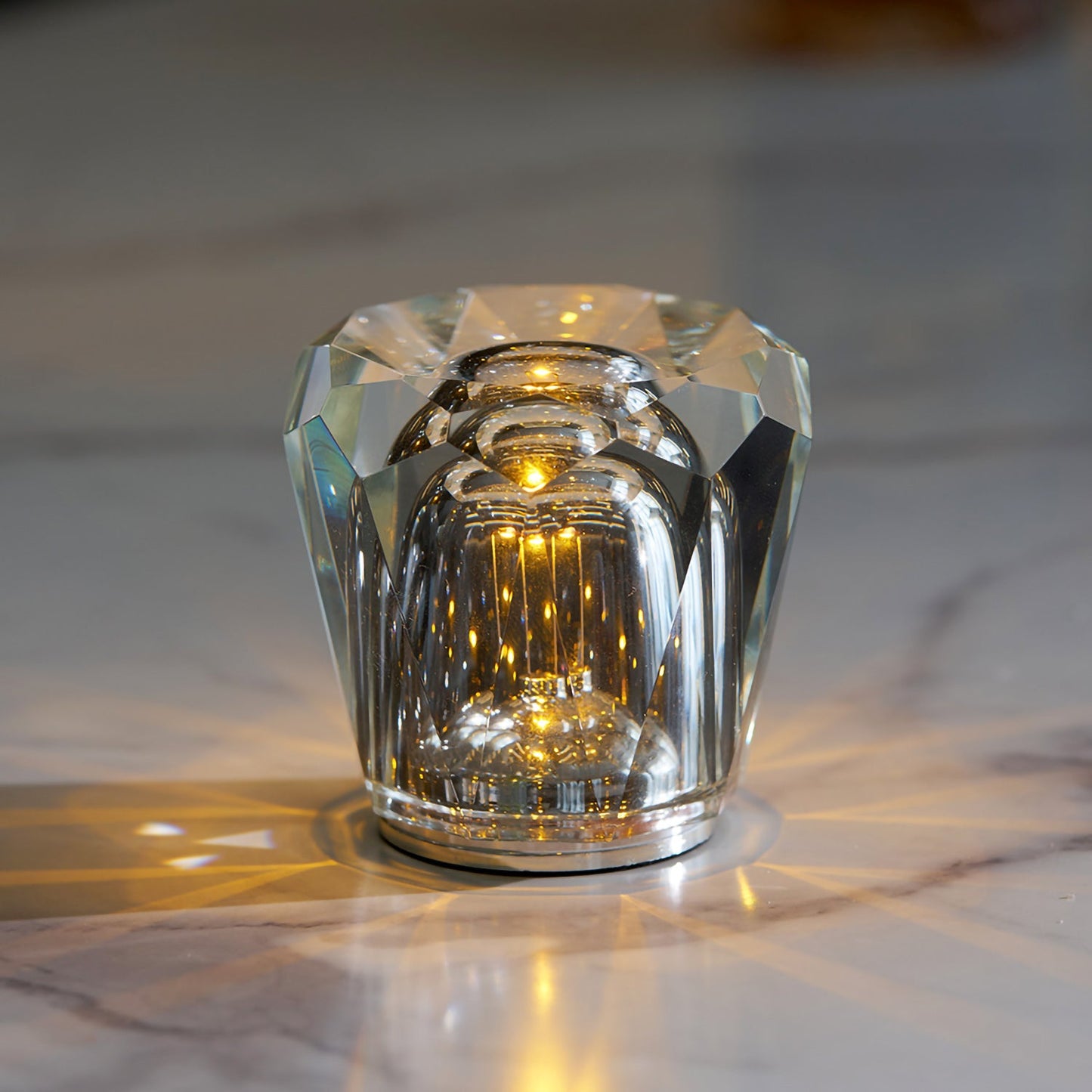 Lampe de Table Cristal Diamant à Batterie – Ambiance Romantique & Lumière Douce