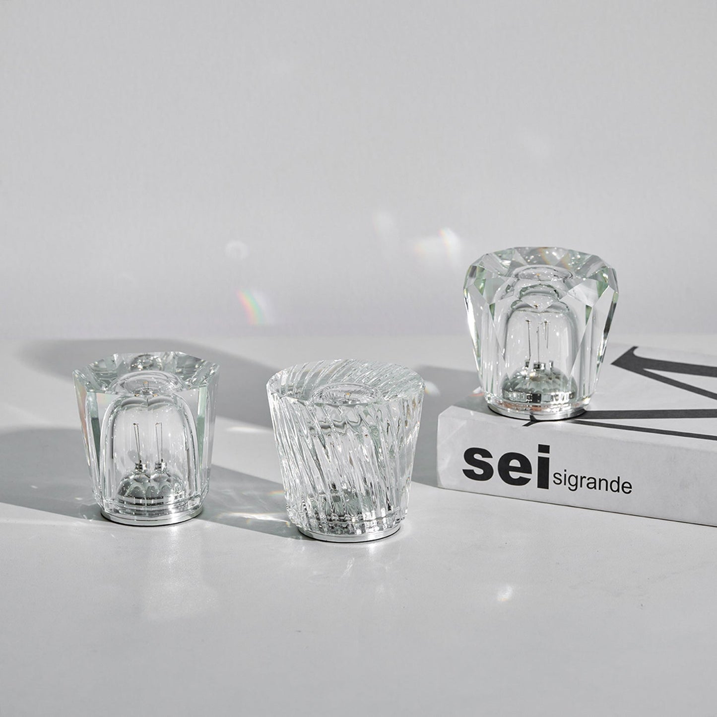 Lampe de Table Cristal Diamant à Batterie – Ambiance Romantique & Lumière Douce