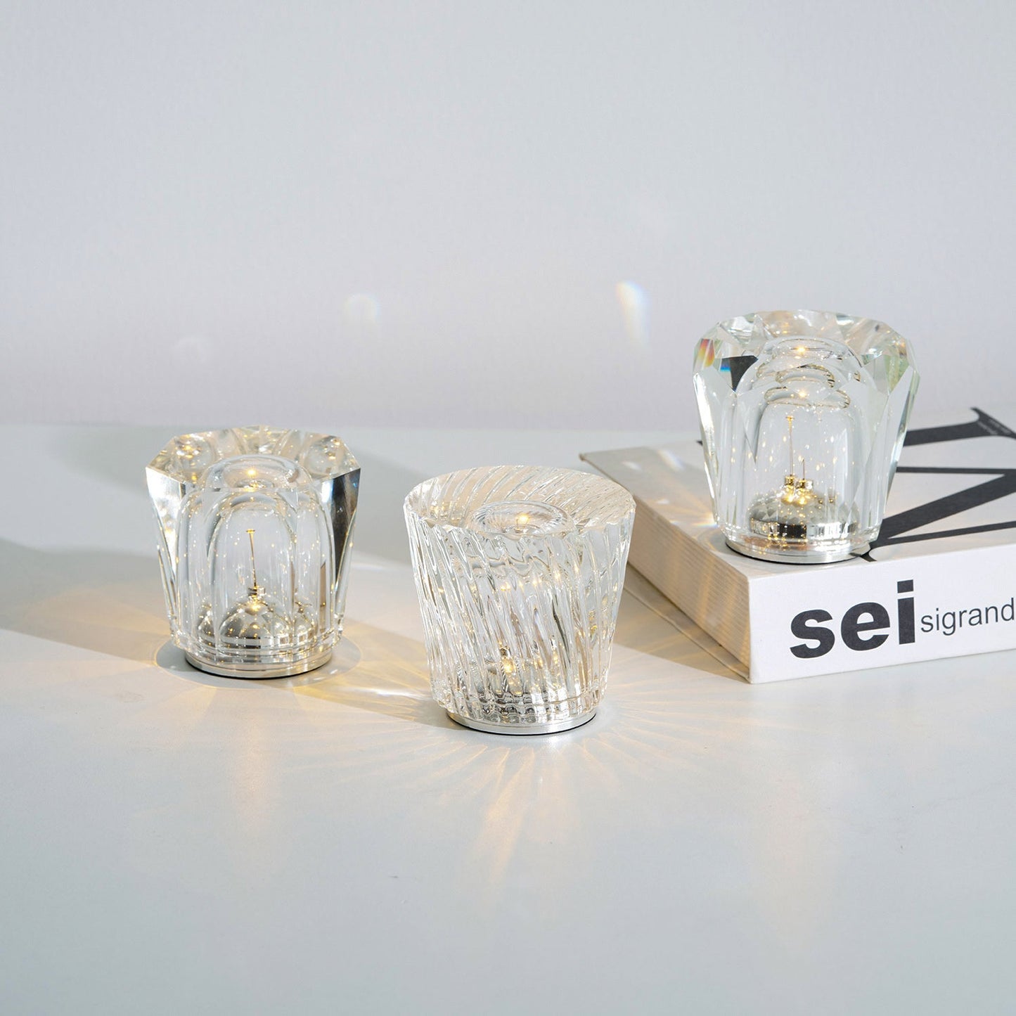 Lampe de Table Cristal Diamant à Batterie – Ambiance Romantique & Lumière Douce