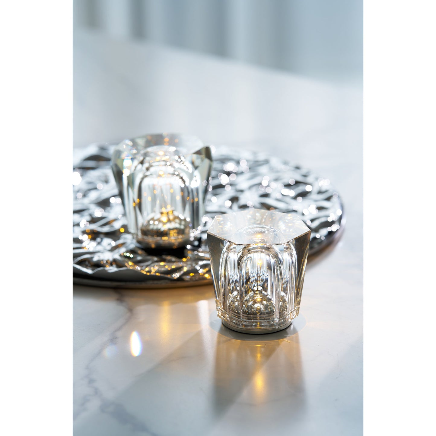 Lampe de Table Cristal Diamant à Batterie – Ambiance Romantique & Lumière Douce