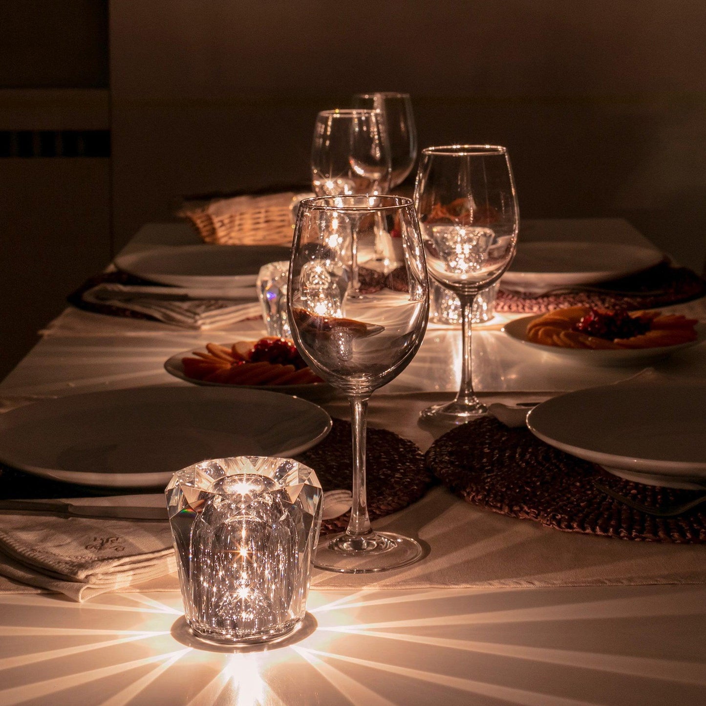 Lampe de Table Cristal Diamant à Batterie – Ambiance Romantique & Lumière Douce
