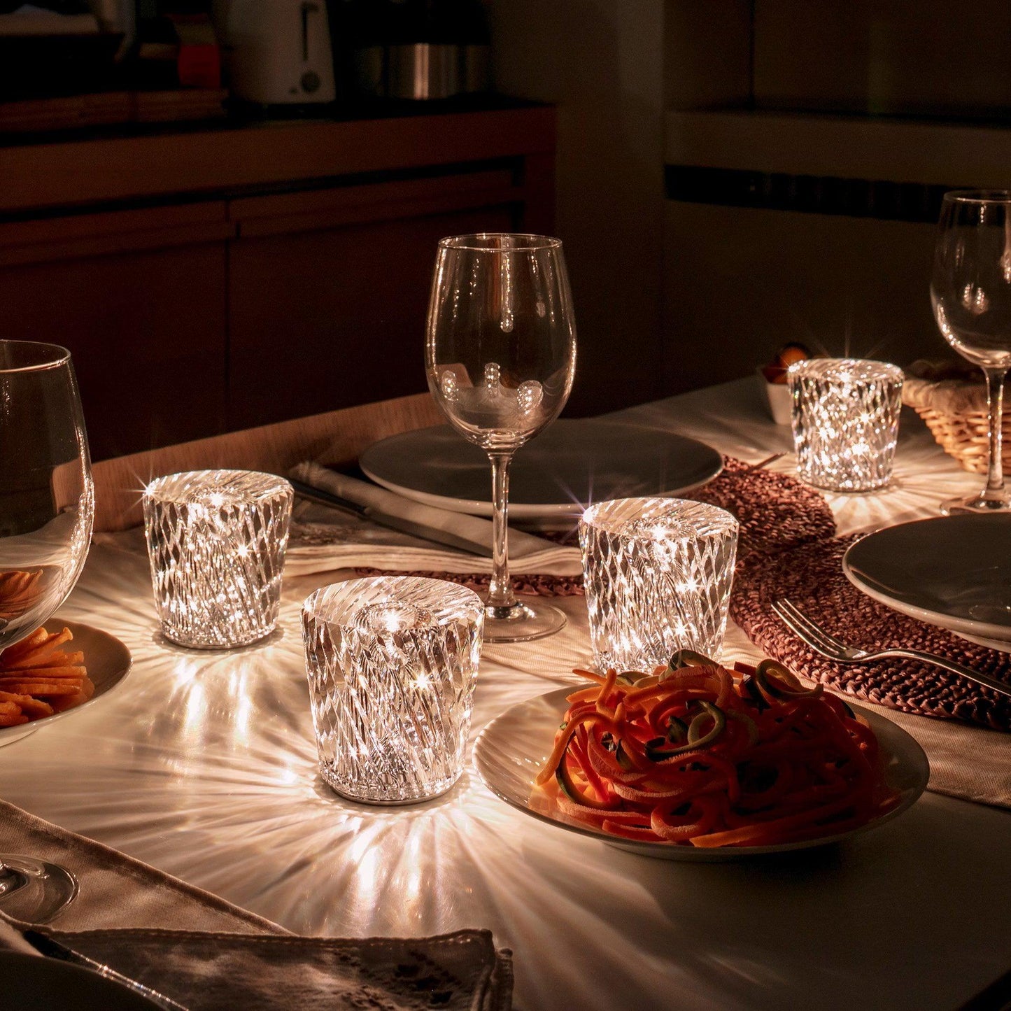 Lampe de Table Cristal Diamant à Batterie – Ambiance Romantique & Lumière Douce