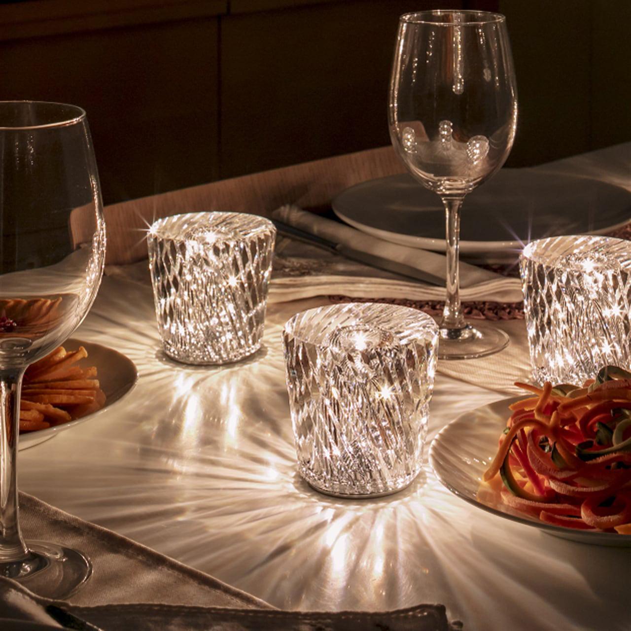 Lampe de Table Cristal Diamant à Batterie – Ambiance Romantique & Lumière Douce