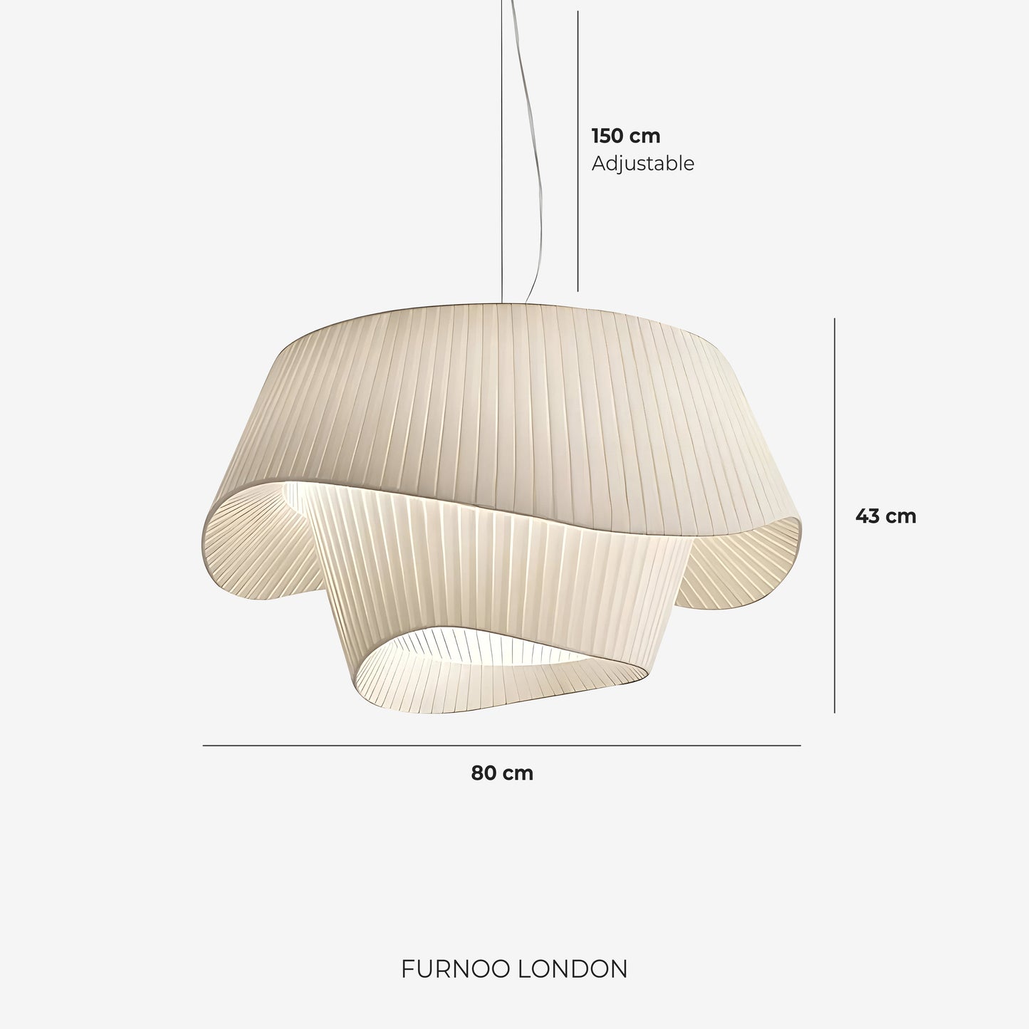 Suspension Tissu Plissé Ondulé – Forme Ruban