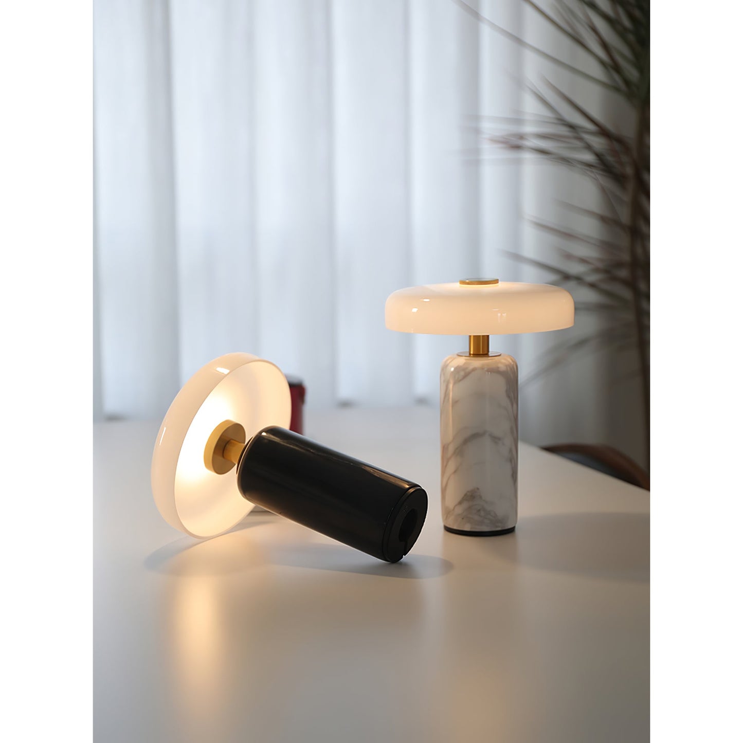 Lampe de Table Lunara en Marbre à Batterie – Luxe Naturel & Éclairage Sans Fil
