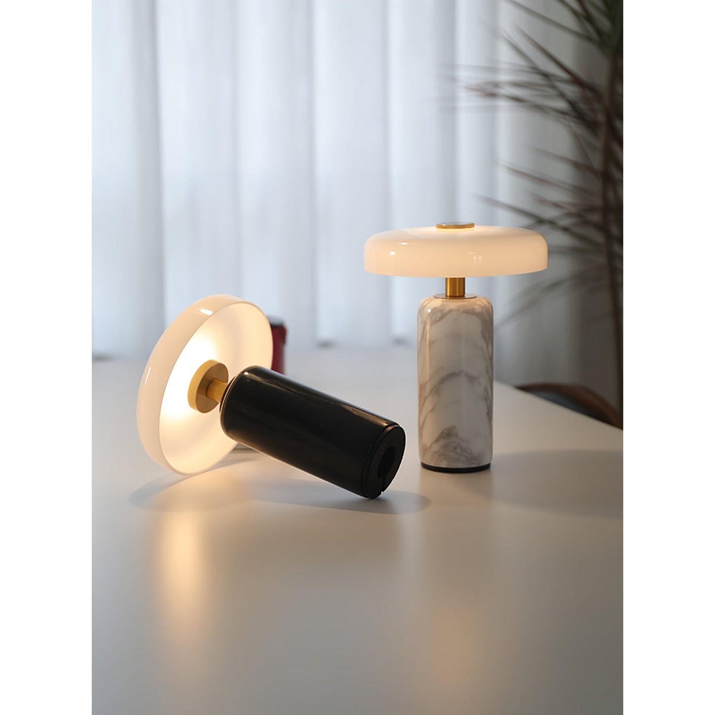Lampe de Table Lunara en Marbre à Batterie – Luxe Naturel & Éclairage Sans Fil