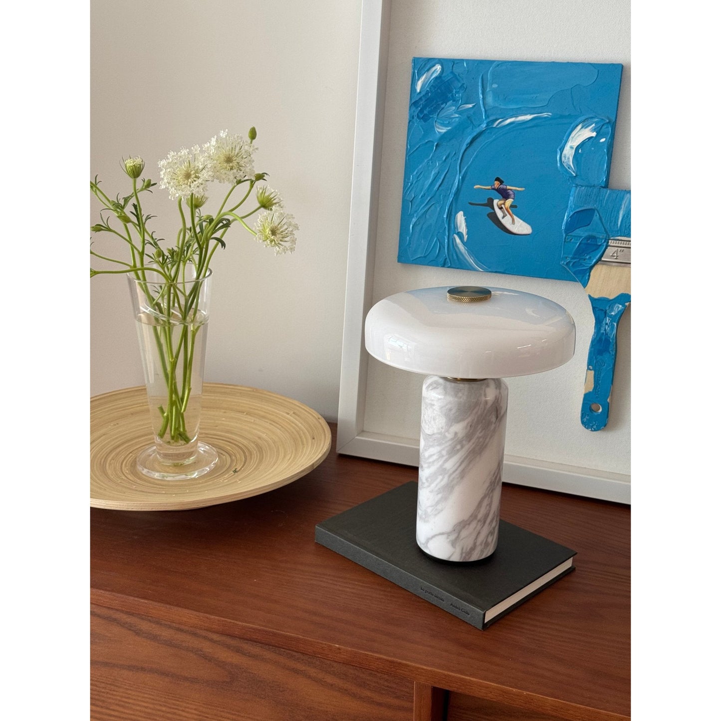 Lampe de Table Lunara en Marbre à Batterie – Luxe Naturel & Éclairage Sans Fil
