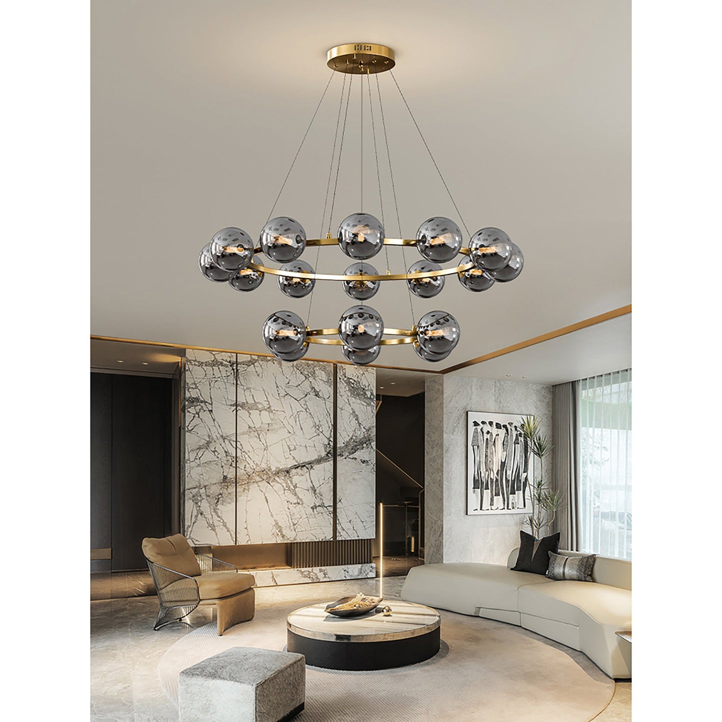 Suspension en Verre Soufflé – Grandeur & Raffinement pour vos Grandes Pièces