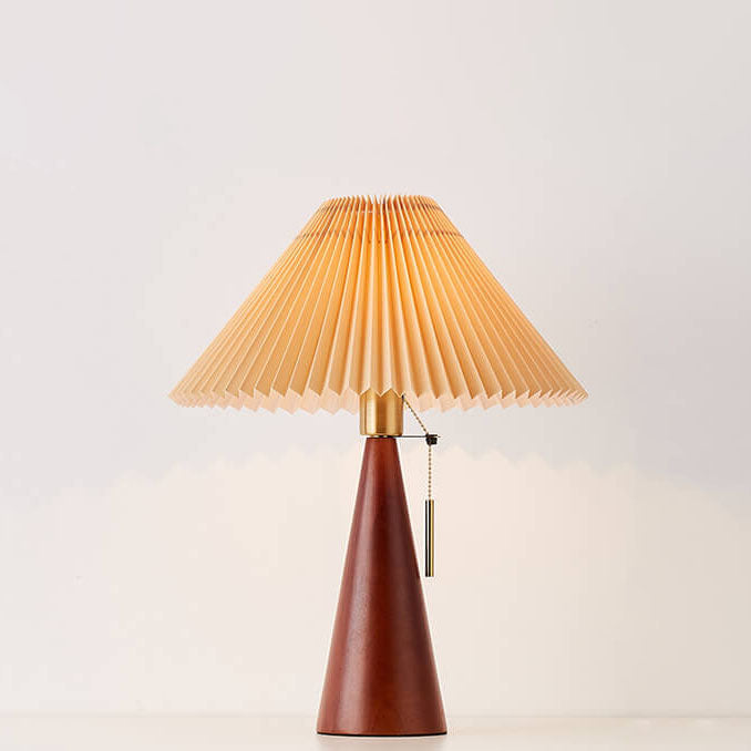 Lampe de Table Japonaise Bois & Tissu Plissé LED – Sérénité & Design Épuré