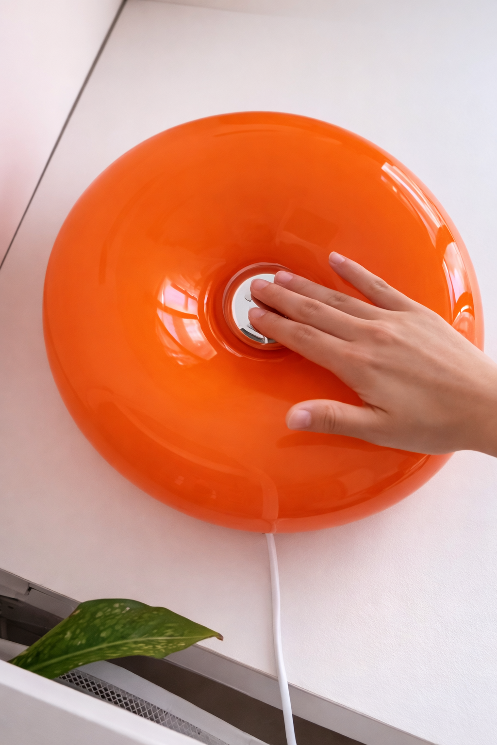Lampe de Table Bauhaus en Verre Soufflé Orange
