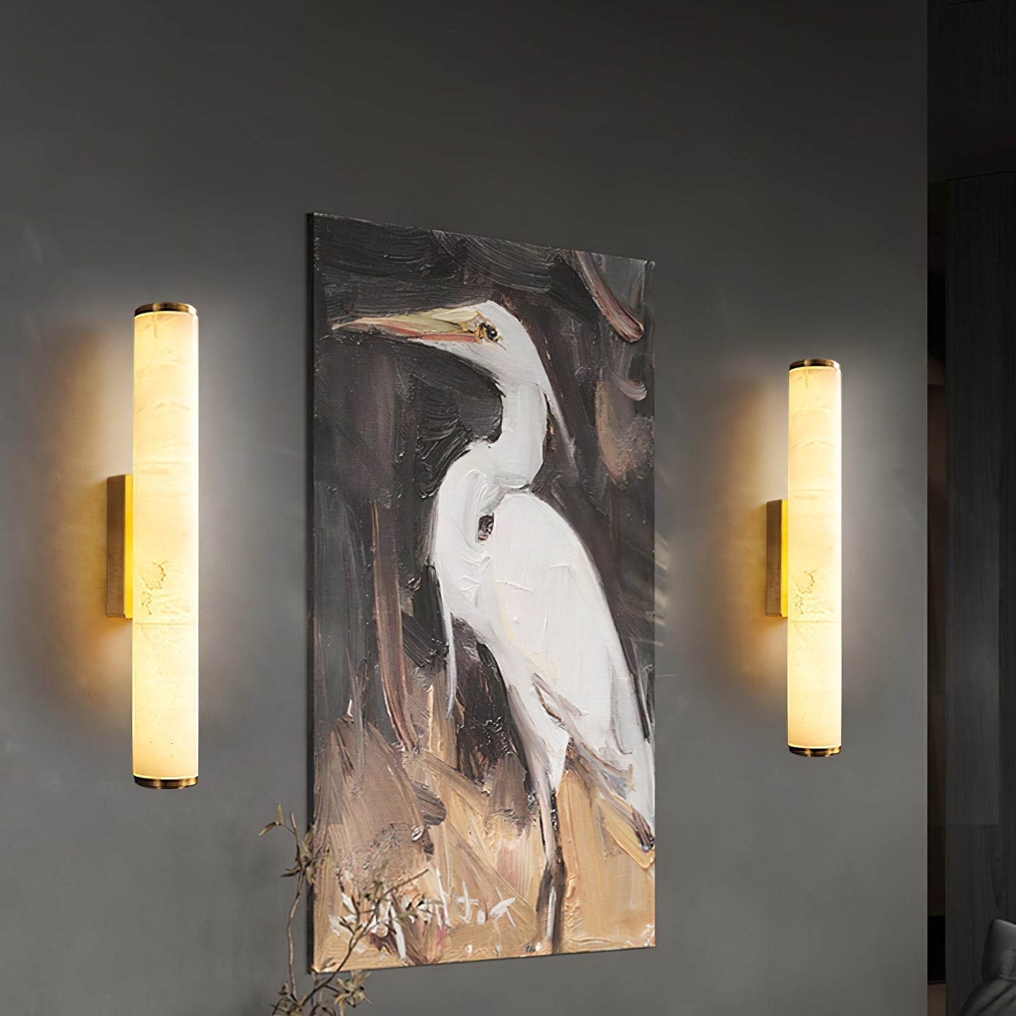 Applique Murale Lumière en Marbre Espagnol Cuivre Minimaliste Moderne