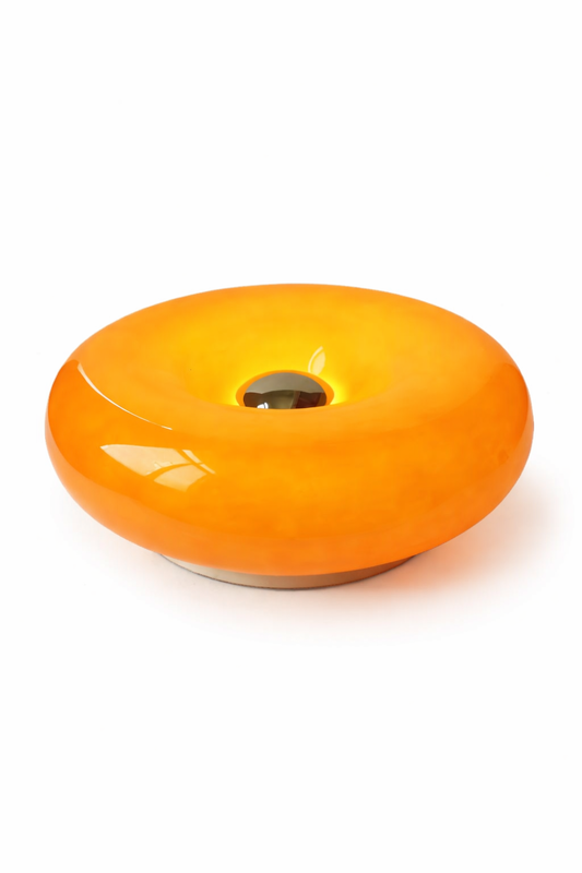 Lampe de Table Bauhaus en Verre Soufflé Orange