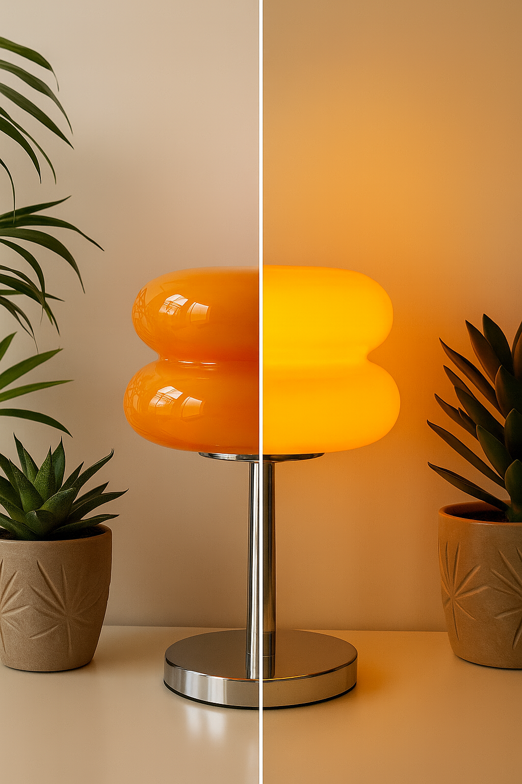 Lampe de Table Orange Laquée – Abat-jour Double