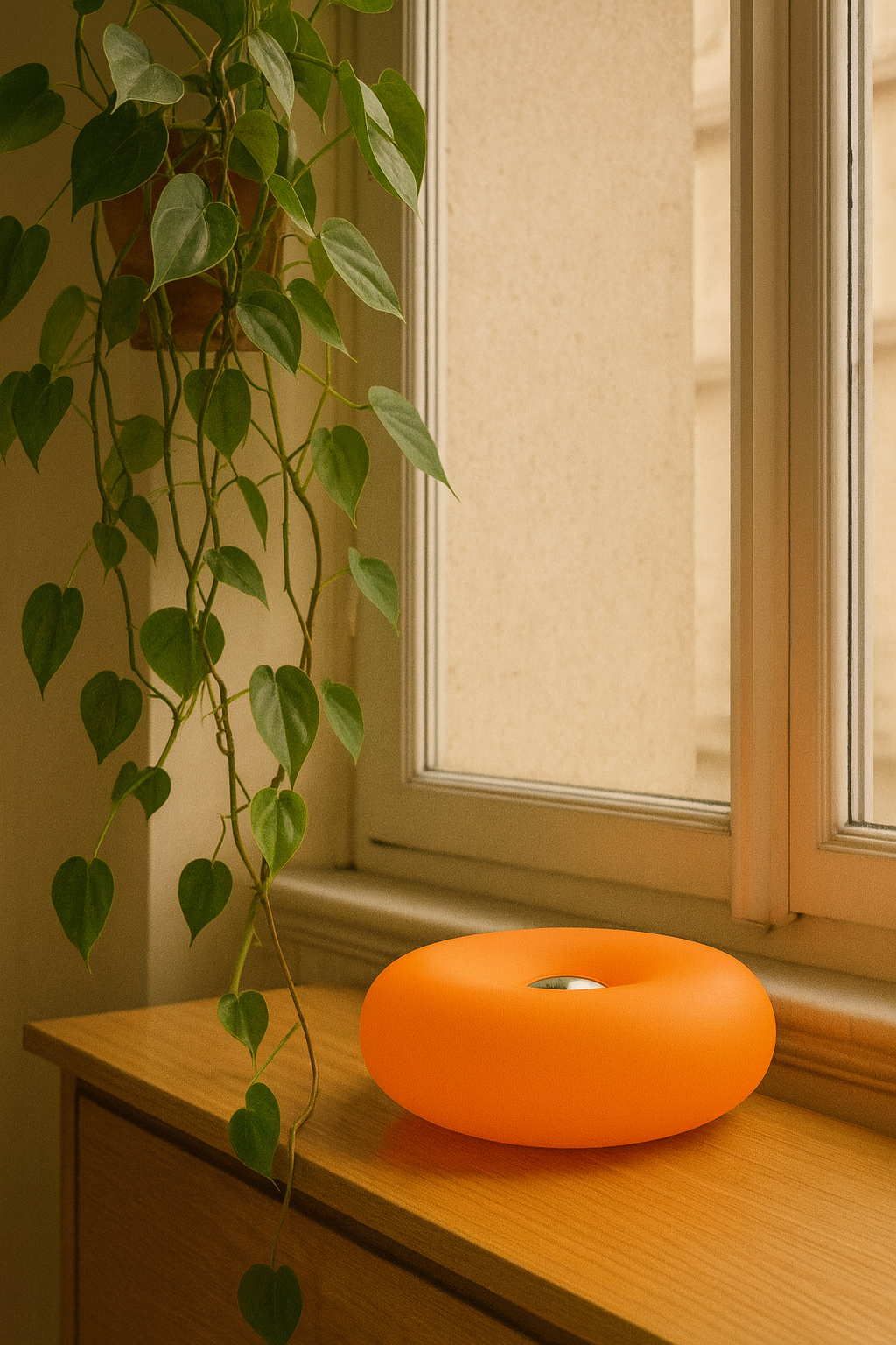 Lampe de Table Bauhaus en Verre Soufflé Orange