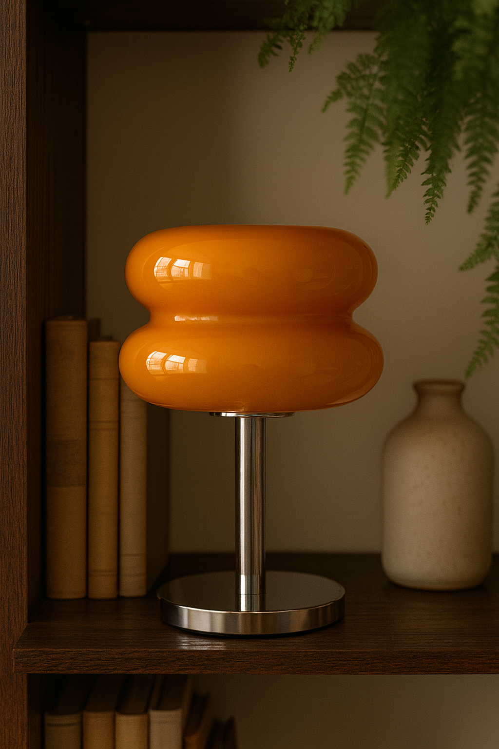 Lampe de Table Orange Laquée – Abat-jour Double