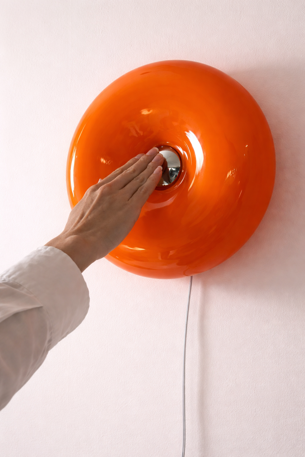 Lampe de Table Bauhaus en Verre Soufflé Orange