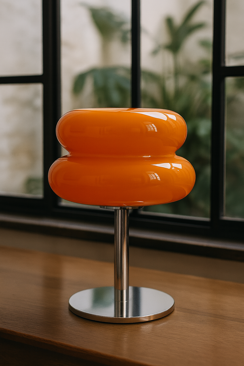 Lampe de Table Orange Laquée – Abat-jour Double