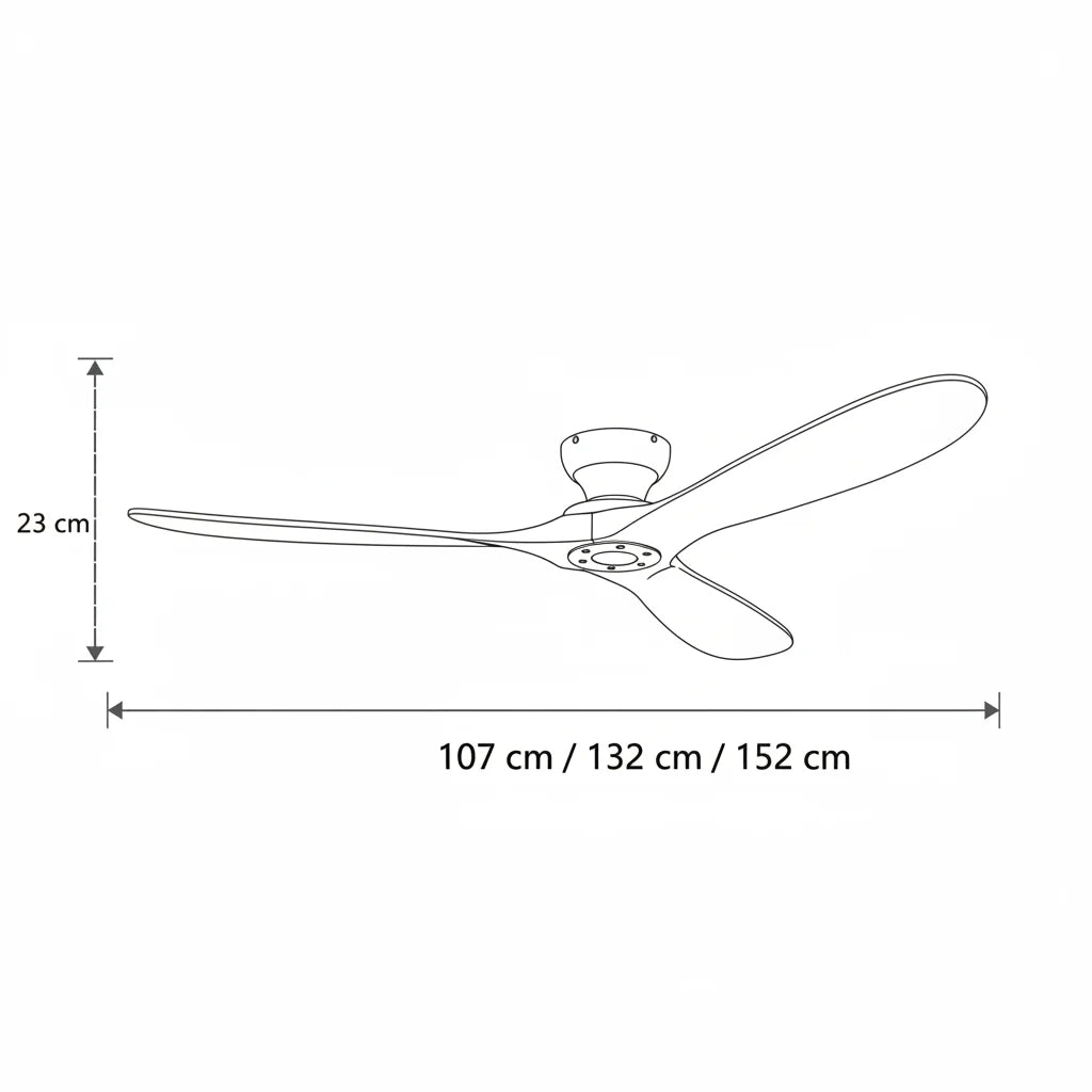 Ventilateur de Plafond en Bois Massif – Bois Naturel et Argent