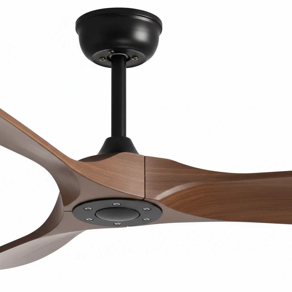 Ventilateur Plafond Silencieux Vintage - Noir et ABS Marron Foncé