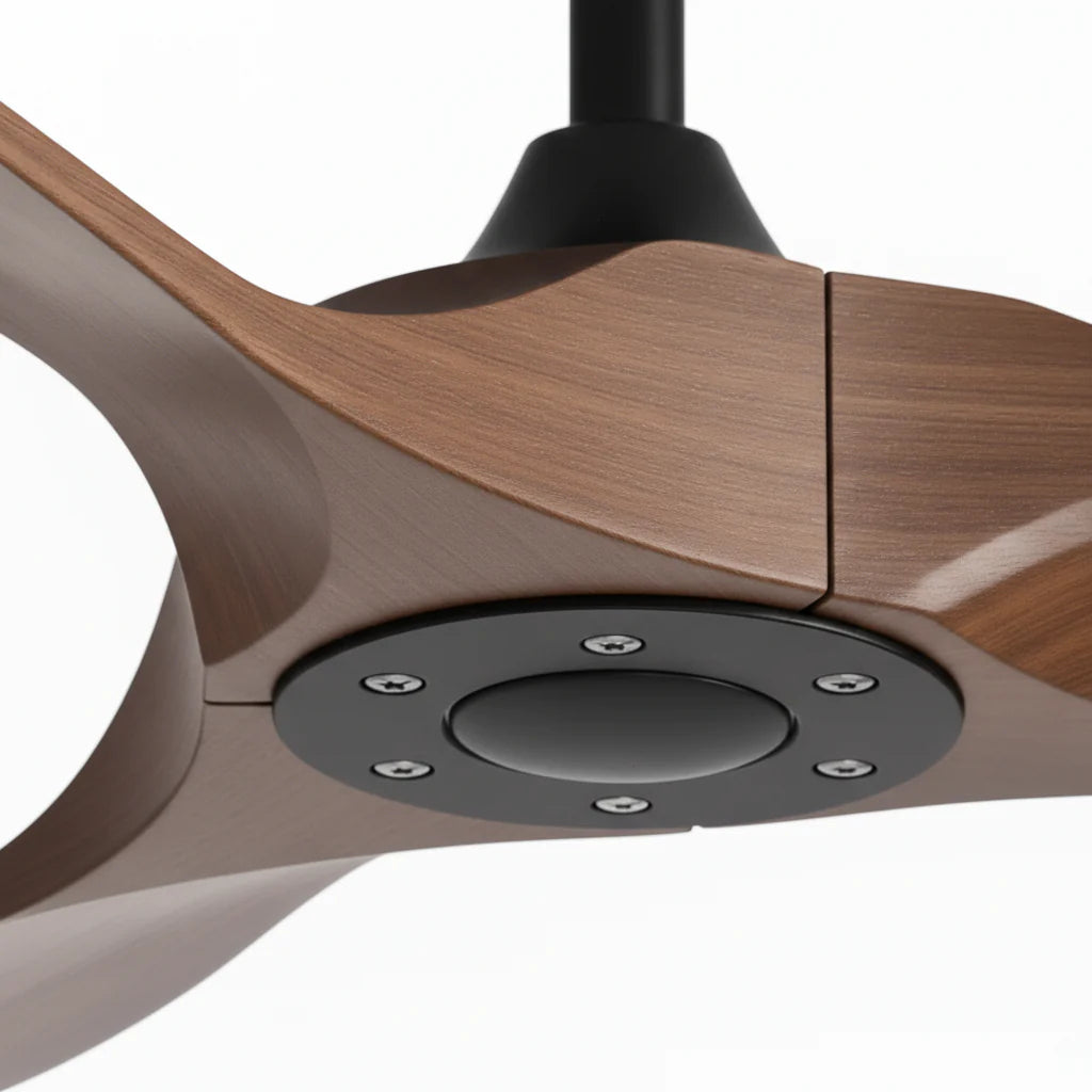 Ventilateur Plafond Silencieux Vintage - Noir et ABS Marron Foncé