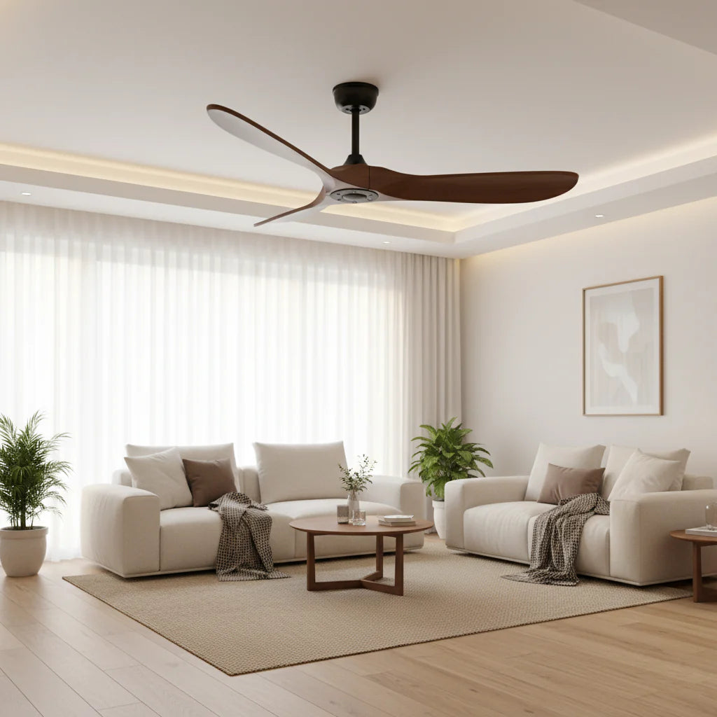 Ventilateur Plafond Silencieux Vintage - Noir et ABS Marron Foncé