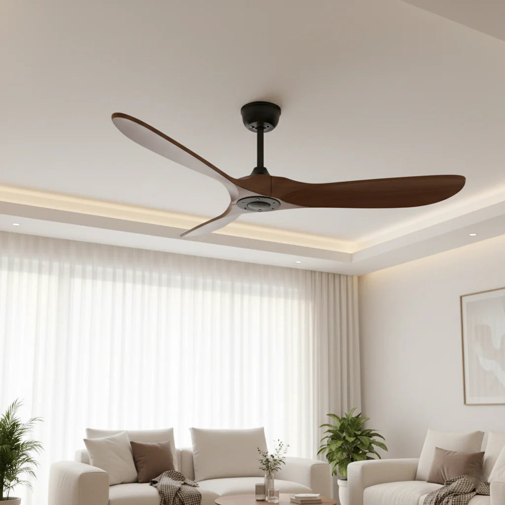 Ventilateur Plafond Silencieux Vintage - Noir et ABS Marron Foncé