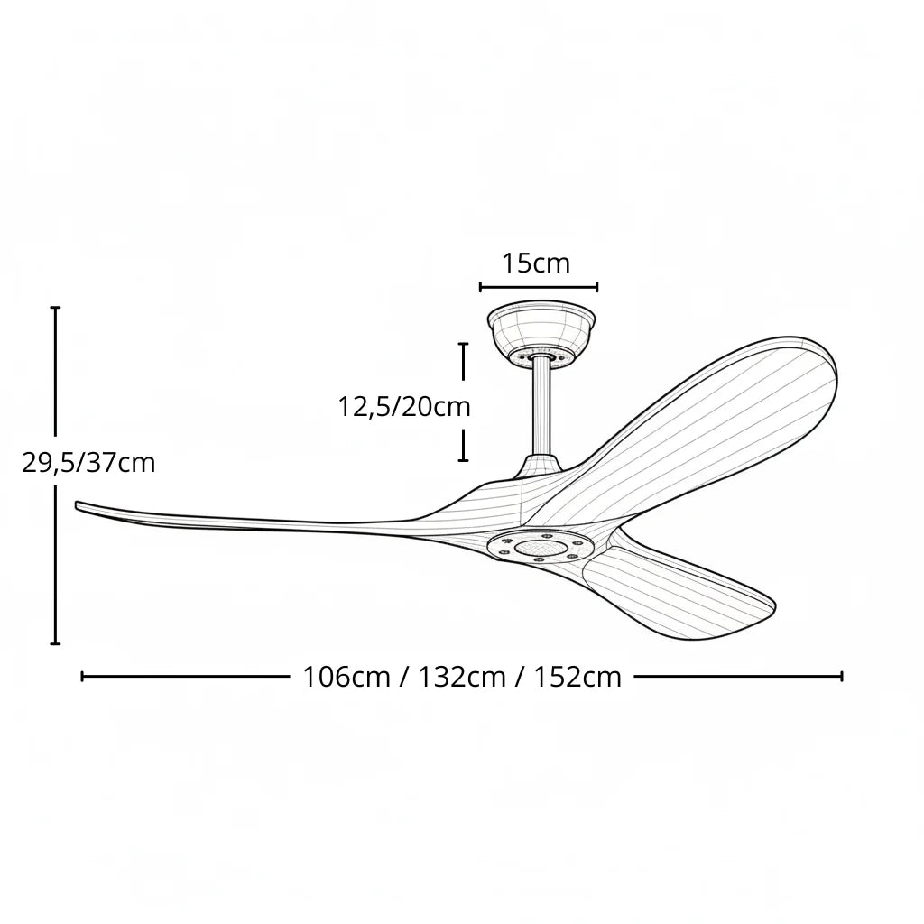 Ventilateur Plafond Silencieux Vintage - Noir et ABS Marron Foncé