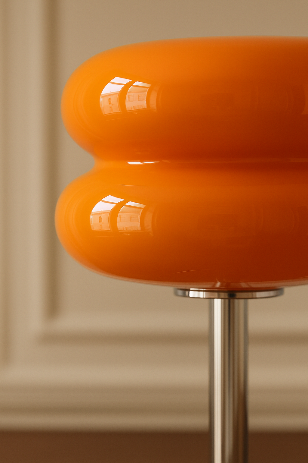 Lampe de Table Orange Laquée – Abat-jour Double